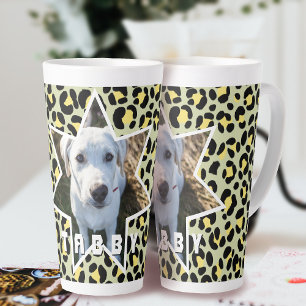 Leopard Yellow Black Photo Personalised Latte Mug