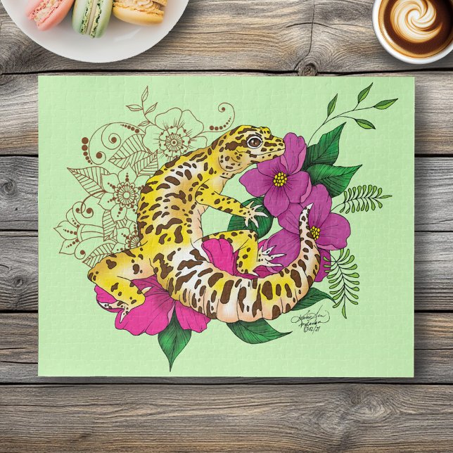 Leopard Yellow Gecko Green Jigsaw Puzzle (Creator Uploaded)