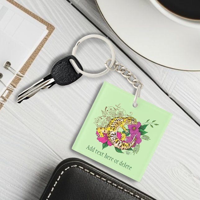Leopard Yellow Gecko  Green Key Ring (Creator Uploaded)