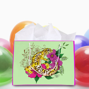 Leopard Yellow Gecko Green Large Gift Bag
