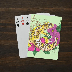 Leopard Yellow Gecko Green Playing Cards