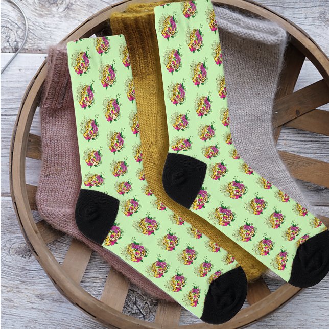 Leopard Yellow Gecko Green Socks (Creator Uploaded)