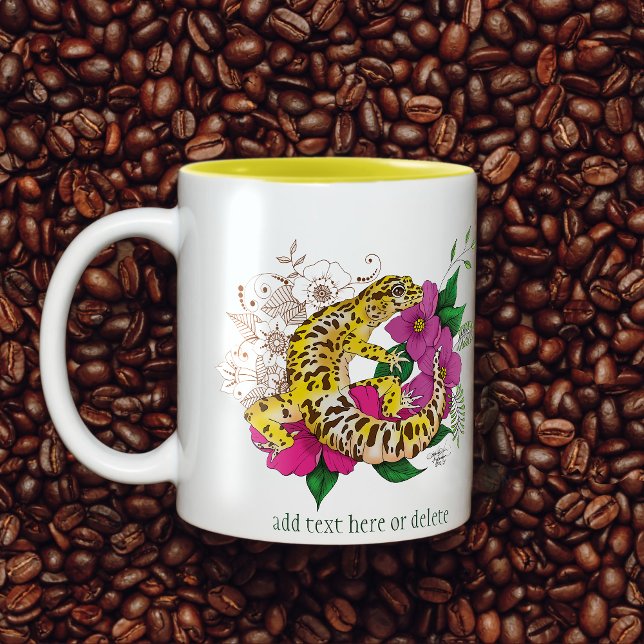 Leopard Yellow Gecko Green Two-Tone Coffee Mug (Creator Uploaded)
