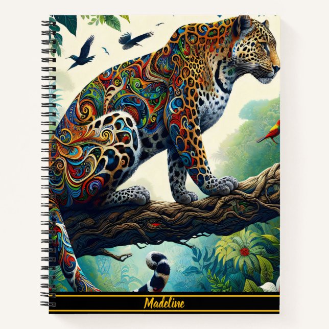 Leopard Zeal: Vibrant Jungle Patterns Notebook (Front)
