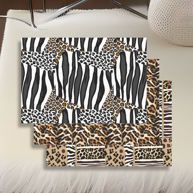 Leopard, Zebra and Giraffe Print Birthday Wrapping Paper Sheet (Creator Uploaded)