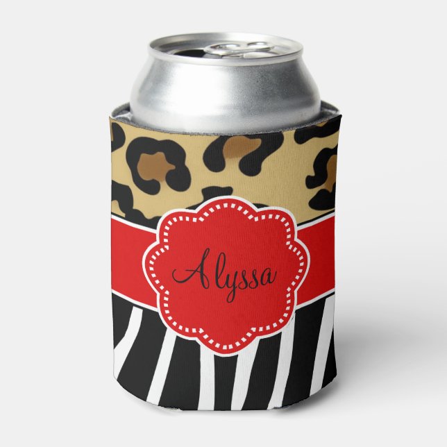 Leopard Zebra Personalised Can Cooler (Can Front)