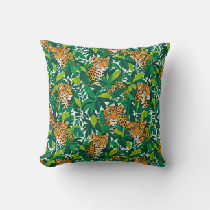 Leopards Among Lush Tropical Greenery Cushion