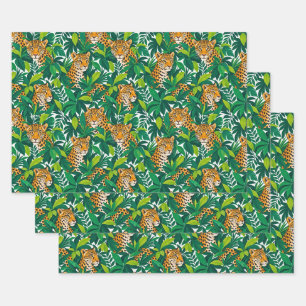 Leopards Among Lush Tropical Greenery Wrapping Paper Sheet