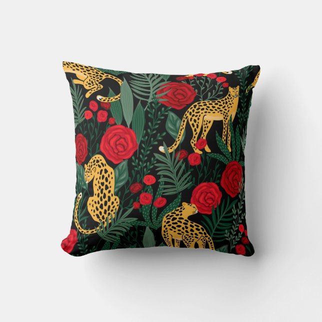 Leopards And Roses Cushion (Front)