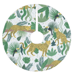 Leopards Jungle: Tropical Kids Seamless. Brushed Polyester Tree Skirt