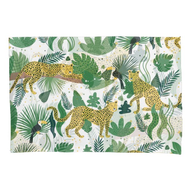 Leopards Jungle: Tropical Kids Seamless. Pillowcase (Front)