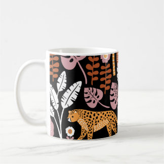 Leopards Palms Vintage Seamless Pattern Coffee Mug