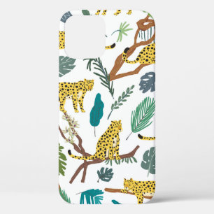 Leopards wild animals in jungle forest hand drawn  iPhone 12 case