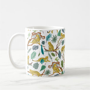 Leopards wild animals in jungle forest hand drawn coffee mug