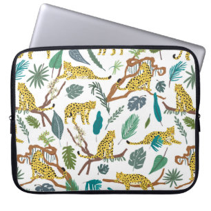 Leopards wild animals in jungle forest hand drawn  laptop sleeve
