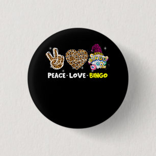 Leopared Peace Love Bingo Gnome Lucky Number Bingo 3 Cm Round Badge