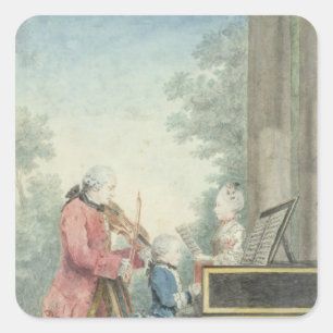 Leopold Mozart  and his Children Wolfgang Square Sticker