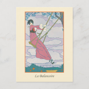 Lepape Vintage Art Deco Fashion La Balancoire Postcard