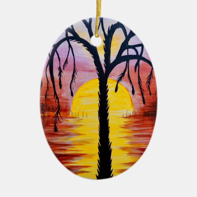 Lepidodendron tree in the carbonipherous sunset   ceramic tree decoration (Front)