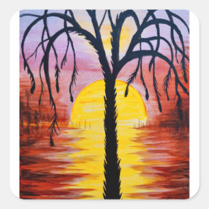 Lepidodendron tree in the carbonipherous sunset   square sticker