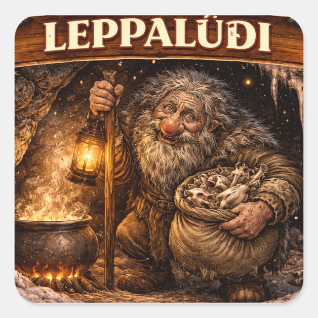 Leppaludi Icelandic Yule Lad Square Sticker (Front)