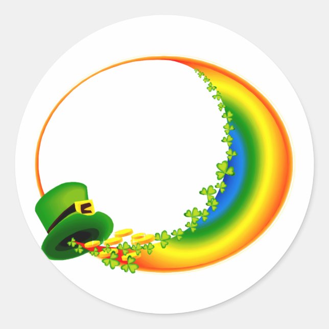 leprecaun hat clovers circle rainbow.png classic round sticker (Front)