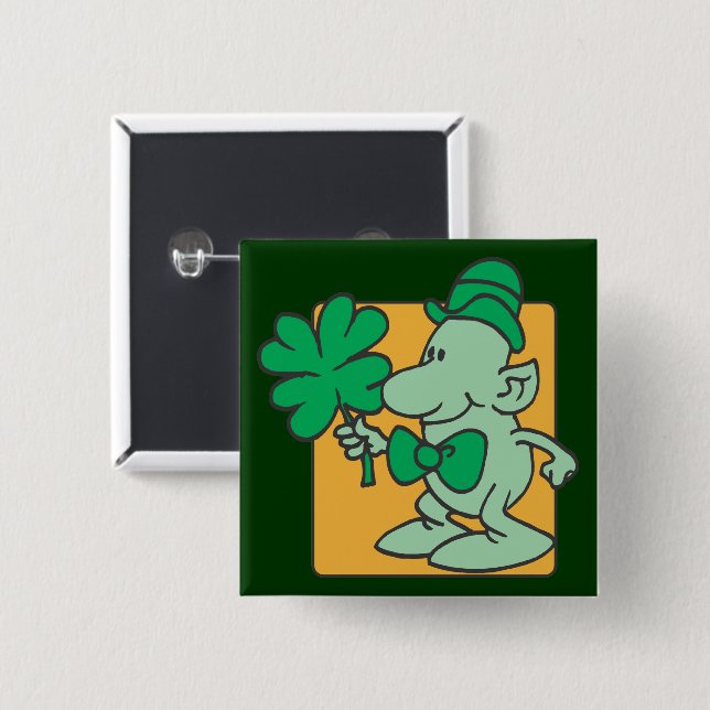 Leprechaun 15 Cm Square Badge (Front & Back)