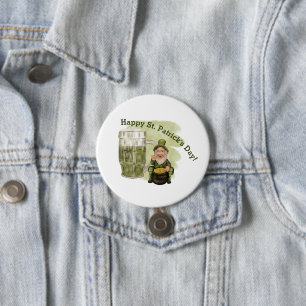 Leprechaun and Green Beer St. Patrick's Day 7.5 Cm Round Badge
