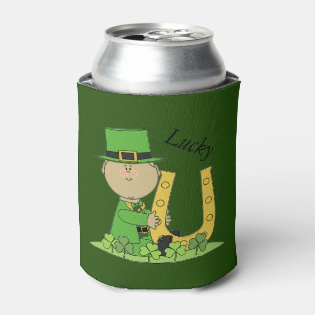 Leprechaun and Horseshoe Can Cooler (Can Front)