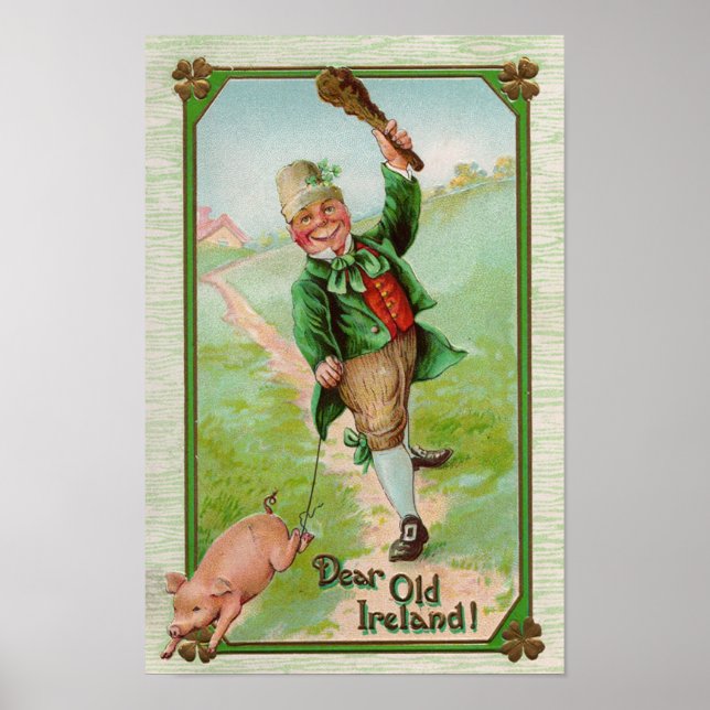 Leprechaun and Pig St Patrick's Day Poster (Front)