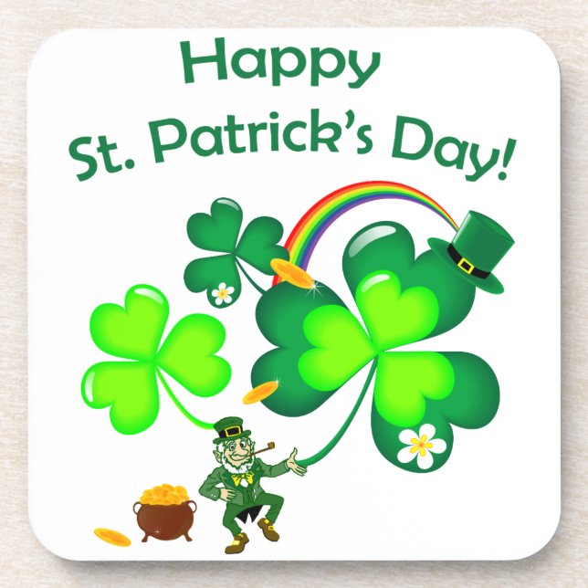 Leprechaun and Shamrock Coaster (Front)