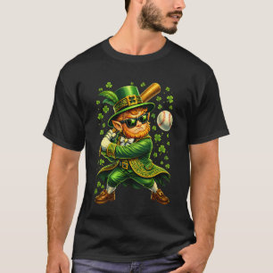 Leprechaun Baseball Catcher Shamrock St. Patrick's T-Shirt