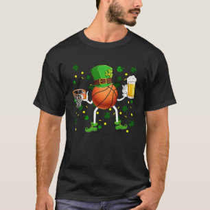 Leprechaun Basketball Ball Basket & Beer Glass Pat T-Shirt