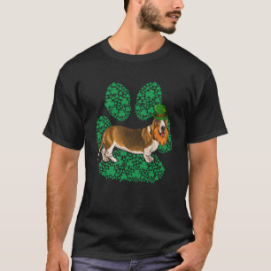 Leprechaun Basset Hound St Patricks Day Shamrock P T-Shirt