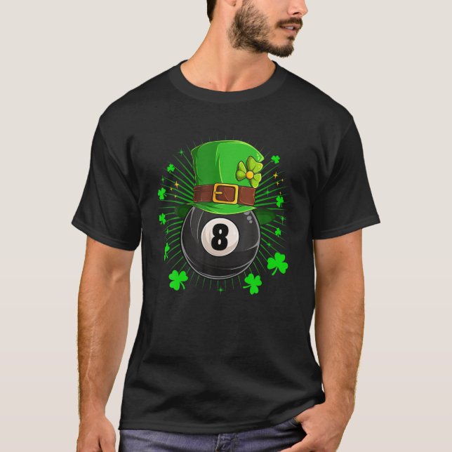 Leprechaun Billiards Ball St Patricks Day Shamrock T-Shirt (Front)