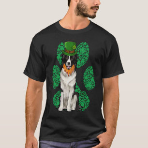 Leprechaun Border Collie St Patricks Day Shamrock  T-Shirt