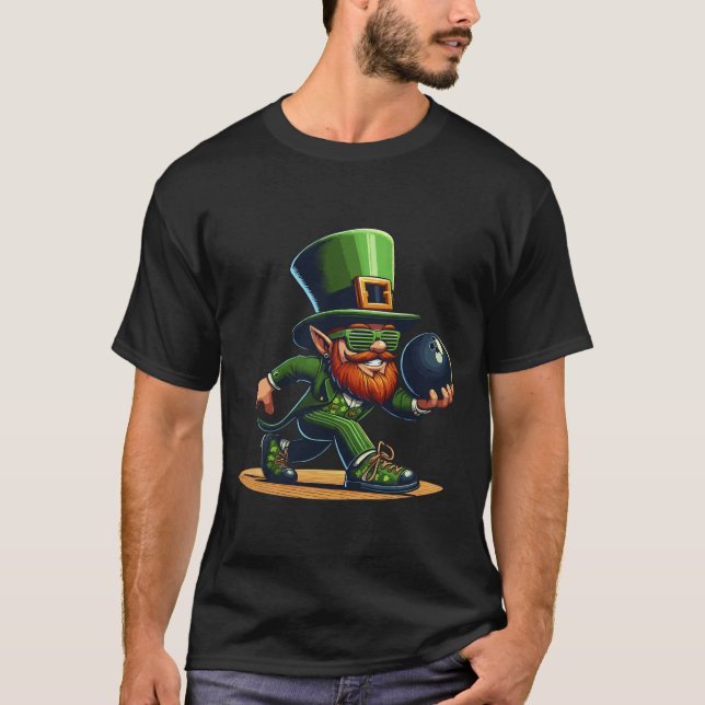 Leprechaun Bowling Bowler Tee St.patricks Day Kids (Front)