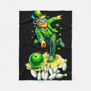 Leprechaun bowling lover matching sports st fleece blanket