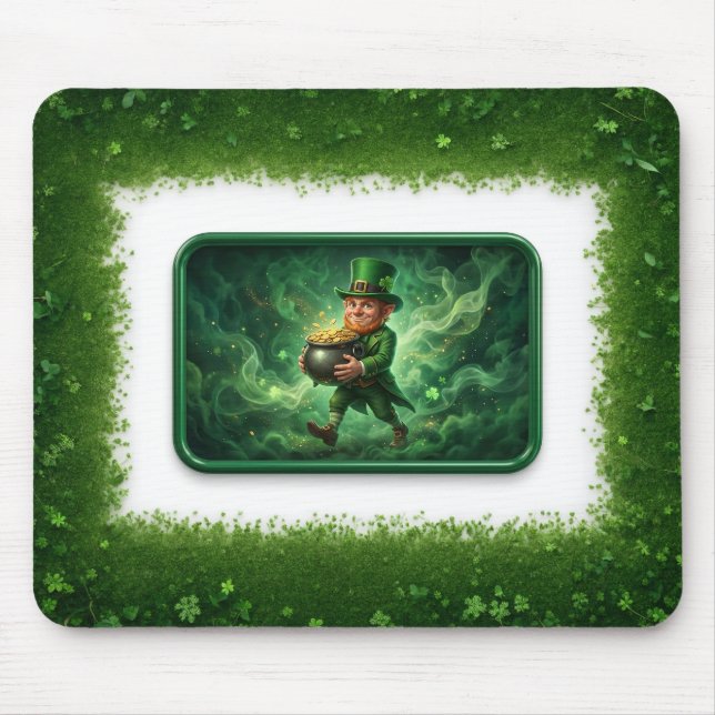 Leprechaun Carrying Pot Of Gold Mouse Mat (Front)