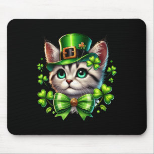 Leprechaun Cat St Patricks Day Coquette Bow Shamro Mouse Mat