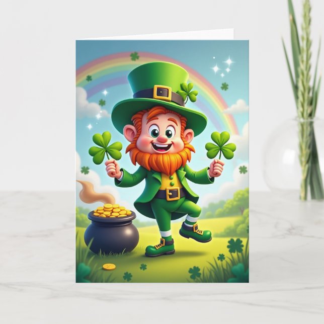 Leprechaun Clover Scene Card (Front)
