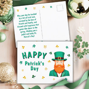 Leprechaun Clover Shamrock Patrick's Day Holiday Postcard