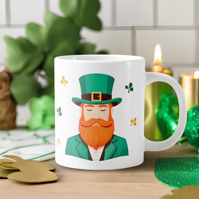 Leprechaun Clover Shamrock Patrick's Day Large Coffee Mug (Creator Uploaded)