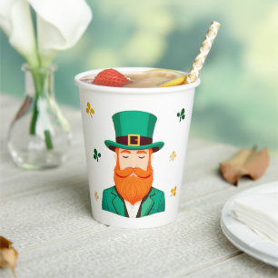 Leprechaun Clover Shamrock Patrick's Day Paper Cups