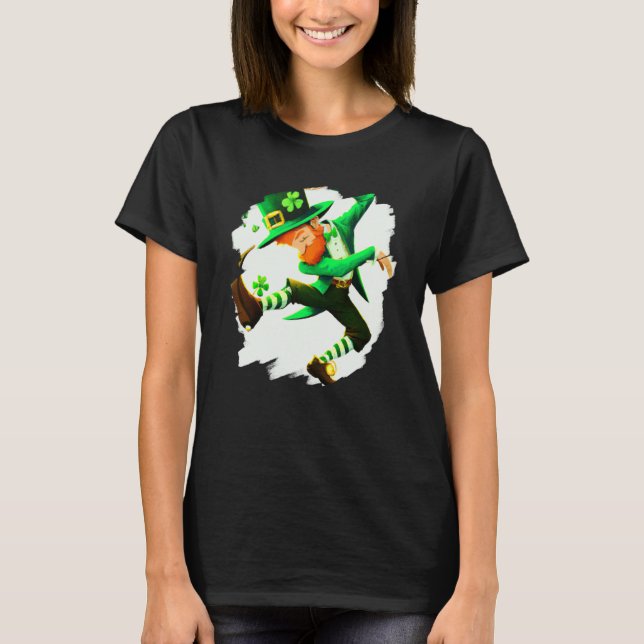 Leprechaun Dabbing Dancing Dance St Patricks Day   T-Shirt (Front)