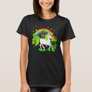Leprechaun Dachshund Riding Unicorn Happy St Patri T-Shirt