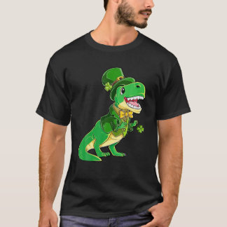 Leprechaun Dinosaur Tuxedo And Shamrock For St Pat T-Shirt