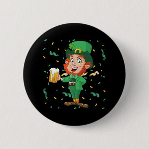 Leprechaun Drinking Beer St. Patrick's Day 6 Cm Round Badge