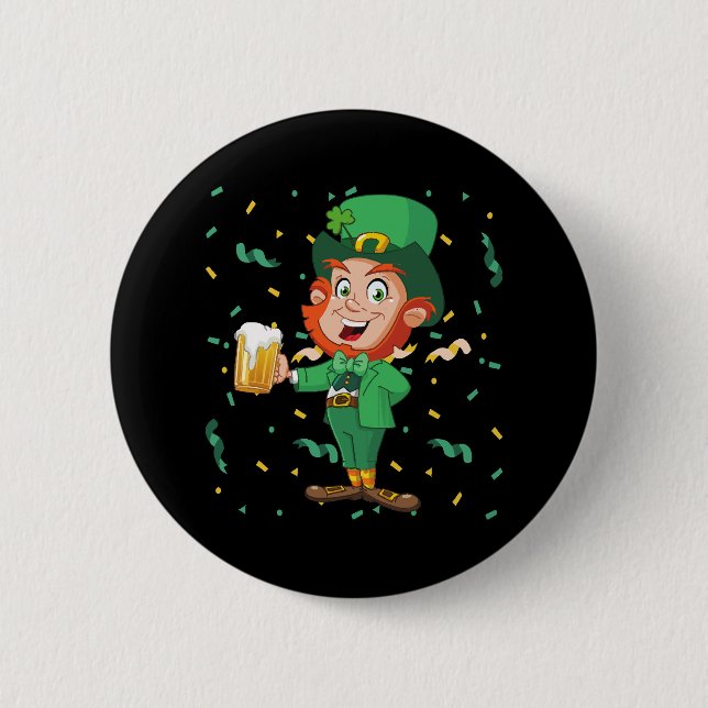 Leprechaun Drinking Beer St. Patrick's Day 6 Cm Round Badge (Front)