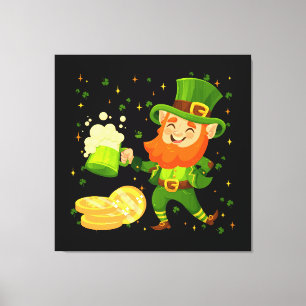 Leprechaun Drinking Beer St. Patrick's Day Canvas Print